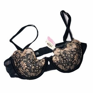 Victorias Secret Very Sexy Balconet Black Floral Lace Underwire Bra 34B NWT